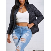 Lovely Stylish Mandarin Collar Zipper Design Black