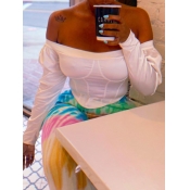 Lovely Trendy Dew Shoulder White Blouse