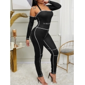 Lovely Trendy Patchwork Black One-piece Jumpsuit
