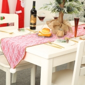 Lovely Christmas Day Print Pink Table Linens
