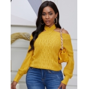 Lovely Stylish Lace-up Yellow Sweater