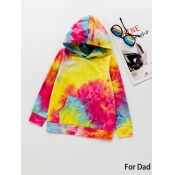 Lovely Family Hooded Collar Tie-dye Dad Hoodie