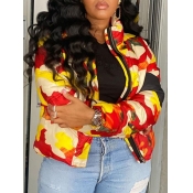 Lovely Stylish Camo Print Zipper Design Parka