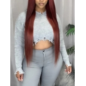 Lovely Casual Hooded Collar Crop Top Grey Sweater