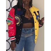 Lovely Street Letter Patchwork Multicolor Coat