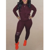 LW Hooded Collar Ripped Tracksuit Set