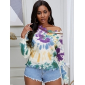 Lovely Trendy V Neck Tie-dye Multicolor Sweater
