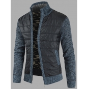 LW Casual Zipper Design Patchwork Blue Men Jacket