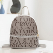 LW Casual Letter Print Light Grey Backpack