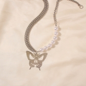 Lovely Trendy Butterfly Silver Necklace