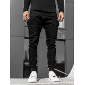 Lovely Casual Lace-up Black Men Pants