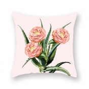 Lovely Stylish Plants Print Pink Decorative Pillow