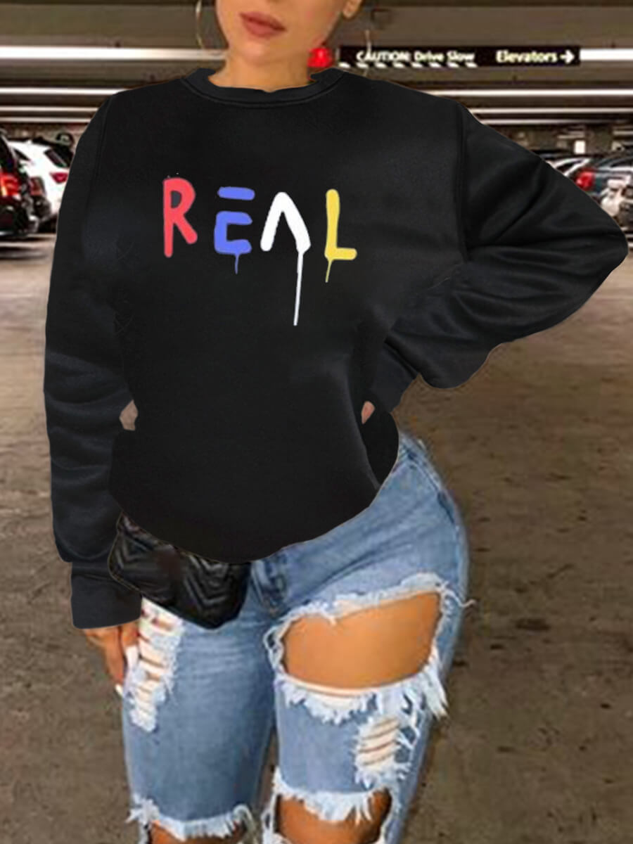 LW Letter Print Oversized Hoodie