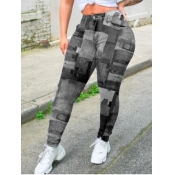 Lovely Trendy Print Skinny Grey Pants