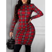 Lovely Casual Half A Turtleneck Plaid Red And Blac