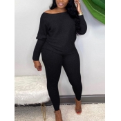 LW BASICS Boat Neck Long Sleeve Pants Set
