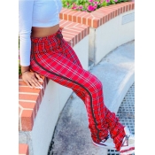 Lovely Street Grid Print Red And Black Pants