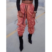 Lovely Street Tie-dye Drawstring Pink Pants