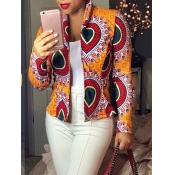 Lovely Ethnic Print Orange Blazer