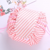 Lovely Stylish Striped Pink Makeup Bag