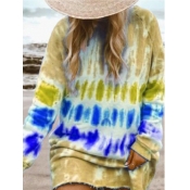 Lovely Casual Tie-dye Yellow Mini Dress