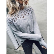 LW Chic Lace Patchwork Grey Sweater