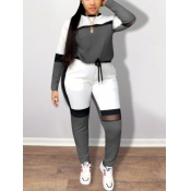 LW Plus Size Color-lump Patchwork Pants Set