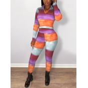 Lovely Casual Print Patchwork Multicolor Two Piece