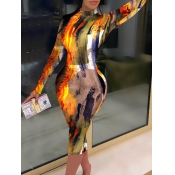 Lovely Casual Tie-dye Print Croci Mid Calf Dress