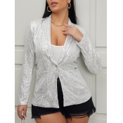 Lovely Sequin Silver Blazer
