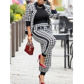 LW Houndstooth Pocket Design Pants Set