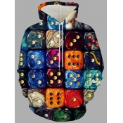 Lovely Men Street Hooded Collar Print Multicolor H