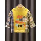 Lovely Street Plaid Letter Print Patchwork Yellow 
