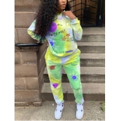 Lovely Street Letter Print Tie-dye Purple Plus Siz