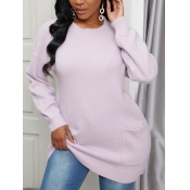 Lovely Casual O Neck Basic Pink Mini Dress