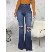 LW High-waisted Ripped Flared Jeans