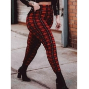 Lovely Street Plaid Print Patchwork Red Plus Size 
