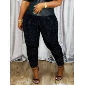 Lovely Casual Elastic Waist Print Black Pants