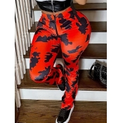 Lovely Street Mid Waist Print Red Pants