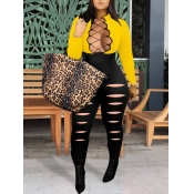 LW SXY Trendy Ripped Bandage Hollow-out Design Pat
