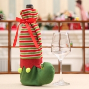 Lovely Striped Christmas Day Print Green Wine Bag
