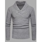Lovely Men Casual Turndown Collar Light Grey Sweat