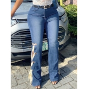 Lovely Stret Bandage Hollow-out Design Blue Jeans