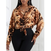 Lovely Chic Dropped Shoulder Tiger Print Patchwork