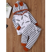 Lovely Casual Striped Patchwork Drawstring White B