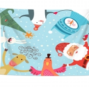 Lovely Christmas Day Cartoon Print Patchwork Multi