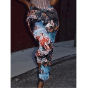 Lovely Street Print Patchwork Fold Design Blue Pan