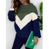 Lovely Casual Dropped Shoulder Color-lump Stitchin