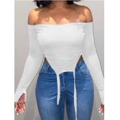 Lovely Casual Off The Shoulder Asymmetrical White 
