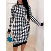 LW BASICS Plus Size O Neck Plaid Print Dress